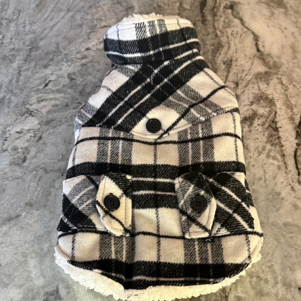 Small Dog Plaid Jacket with Black and White plaid design